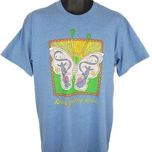 Reach For The Stars Butterfly T Shirt Vintage 80s 90s 50/50 Made In USA Mens
